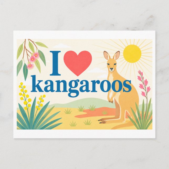 "I [Heart] Kangaroos" Postcard (Front)