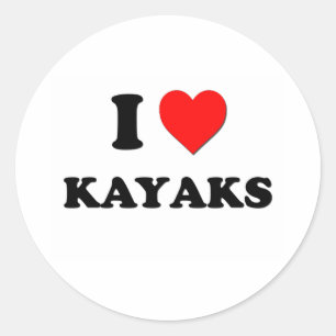 I Heart Kayaks Classic Round Sticker
