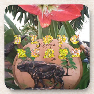 I (Heart) Kenya Buffalo Patch/Print Coaster