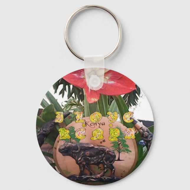 I (Heart) Kenya Buffalo Patch/Print Key Ring (Front)