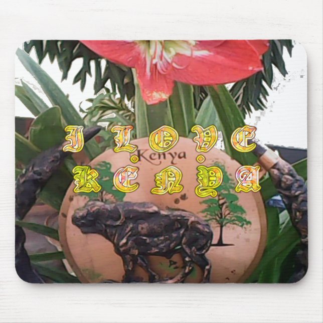 I (Heart) Kenya Buffalo Patch/Print Mouse Pad (Front)