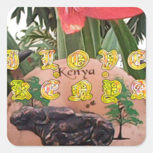 I (Heart) Kenya Buffalo Patch/Print Square Sticker