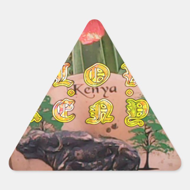 I (Heart) Kenya Buffalo Patch/Print Triangle Sticker (Front)