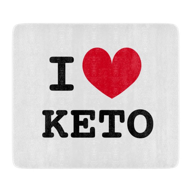 I heart keto diet glass cutting board for kitchen (Front)