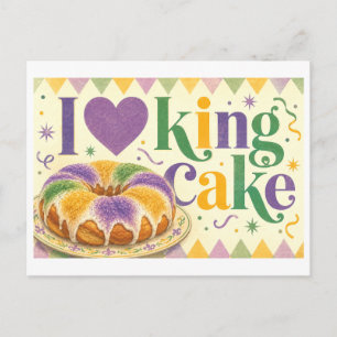 "I [Heart] King Cake" Postcard