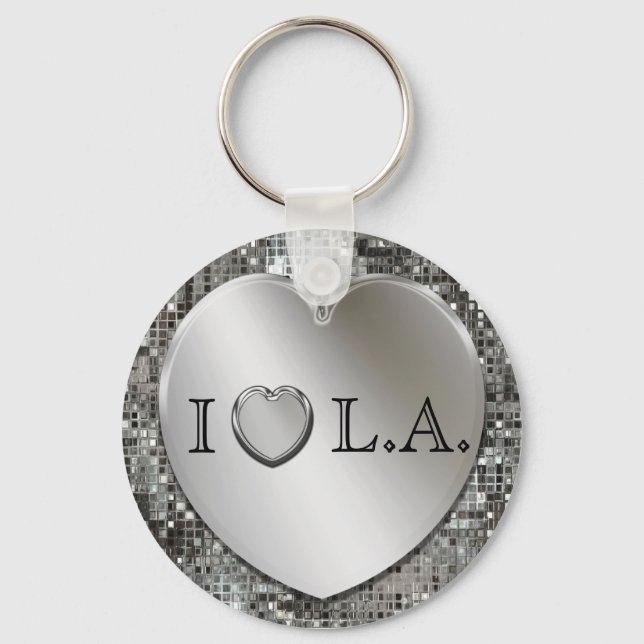 I Heart L.A. Silver Heart Keychain (Front)