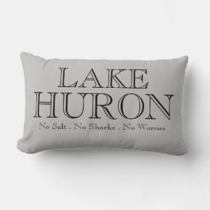 I heart LAKE HURON, Great Lake design Lumbar Cushion