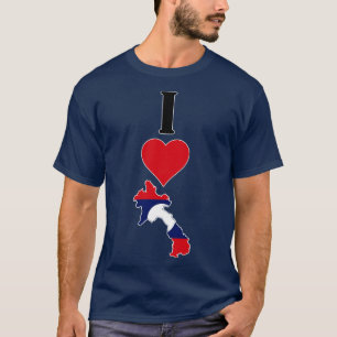 I Heart Laos Vertical I Love Lao National Flag Map T-Shirt