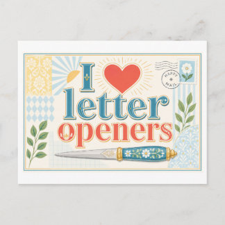 "I [Heart] Letter Openers" Postcard