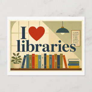 "I [Heart] Libraries" Postcard