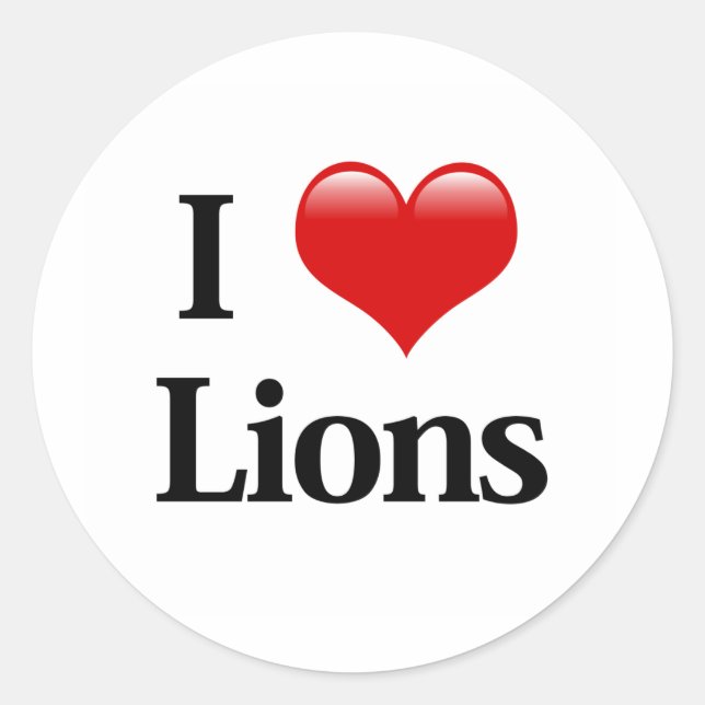 I Heart Lions Classic Round Sticker (Front)