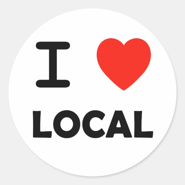 I Heart local Classic Round Sticker (Front)
