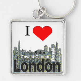 I Heart London Word Art Key Ring