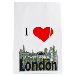 I Heart London Word Art Medium Gift Bag