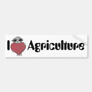 I Heart Love Agriculture Alien Bumper Sticker