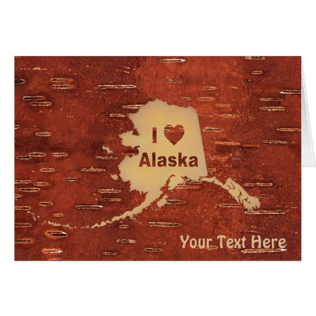 I Heart (Love) Alaska On Inner Birch Bark (Front Horizontal)