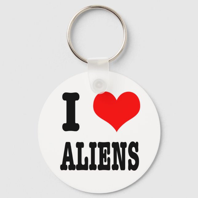 I HEART (LOVE) ALIENS KEY RING (Front)