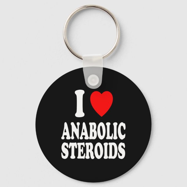 I Heart (love) Anabolic Steroids Bodybuilding Weig Key Ring (Front)