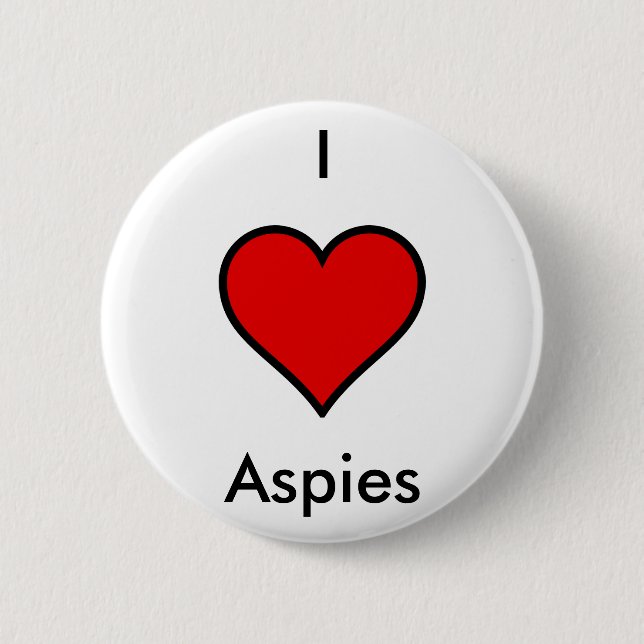 I Heart (Love) Aspies 6 Cm Round Badge (Front)