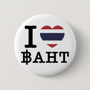 I Heart (Love) Baht 6 Cm Round Badge