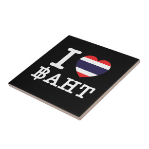 I Heart (Love) Baht Ceramic Tile
