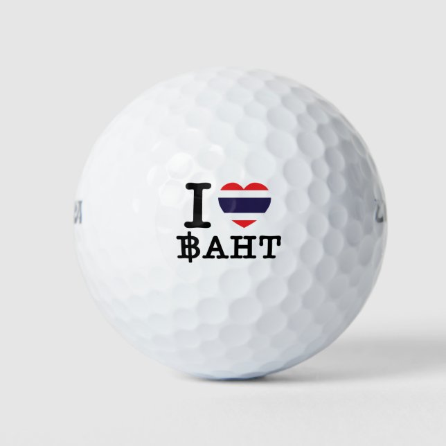 I Heart (Love) Baht Golf Balls (Front)