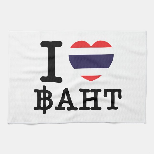 I Heart (Love) Baht Tea Towel (Horizontal)