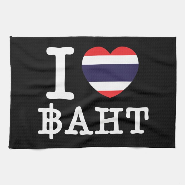 I Heart (Love) Baht Tea Towel (Horizontal)