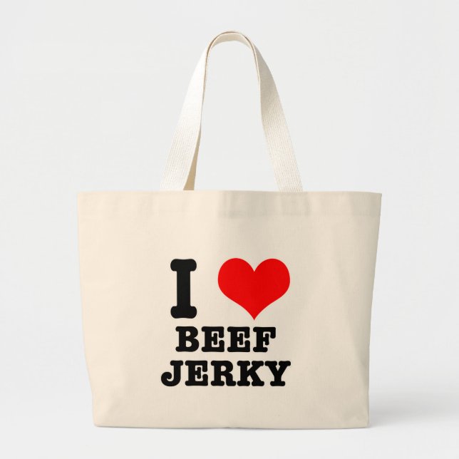 I HEART (LOVE) beef jerky Large Tote Bag (Front)
