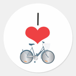 I Heart (Love) Bikes Classic Round Sticker