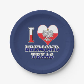 I Heart Love Bremond Texas Paper Plate