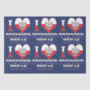 I Heart Love Bremond Texas Tissue Paper