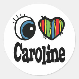 I Heart (Love) Caroline Classic Round Sticker