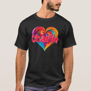 I Heart Love Charlie First Name Colourful Named  T-Shirt
