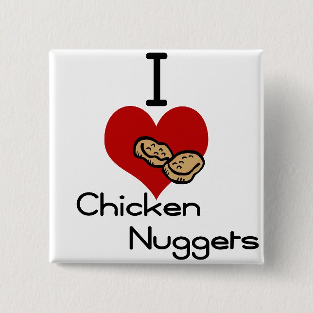 I heart-love chicken nuggets 15 cm square badge (Front)