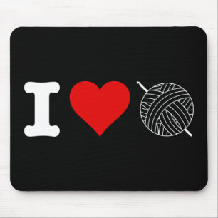I Heart Love Crochet Mouse Pad
