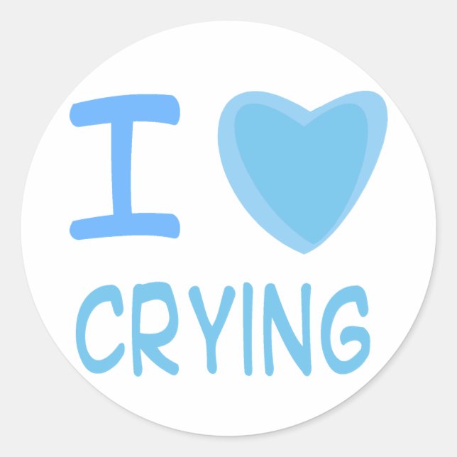 I Heart (Love) crying Classic Round Sticker (Front)