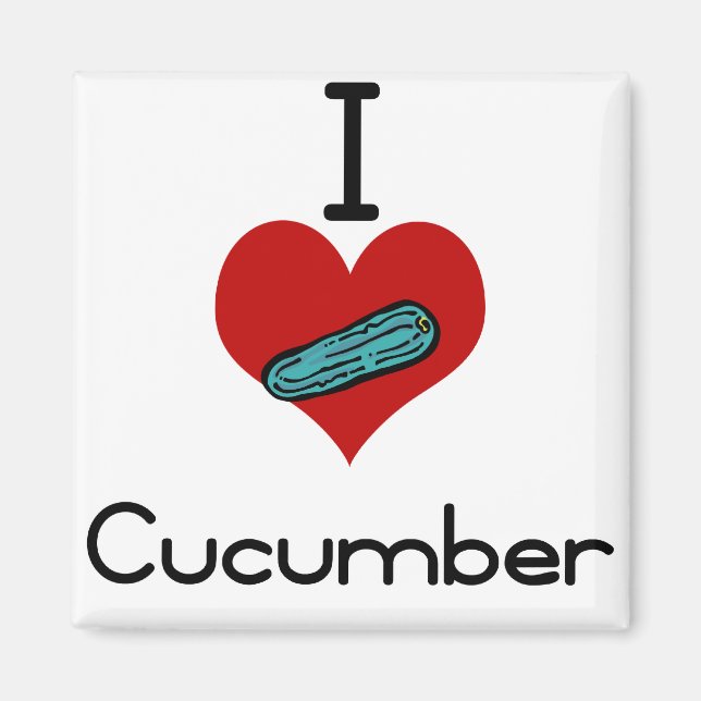 I heart-love cucumber magnet (Front)