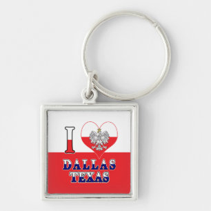 I Heart Love Dallas Texas Key Ring