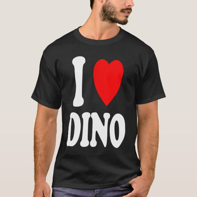 I Heart Love Dino Cute Matching Couple Spouse T-Shirt (Front)