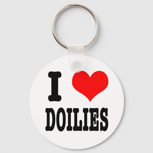 I HEART (LOVE) DOILIES KEY RING (Front)