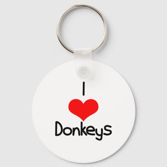 I Heart (Love) Donkeys  Key Ring (Front)