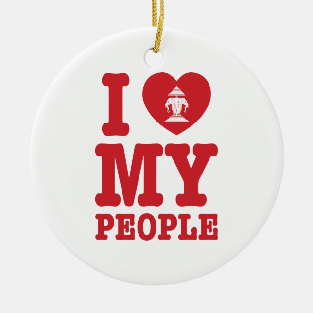 I Heart (Love) Erawan My Lao People Ceramic Ornament (Front)
