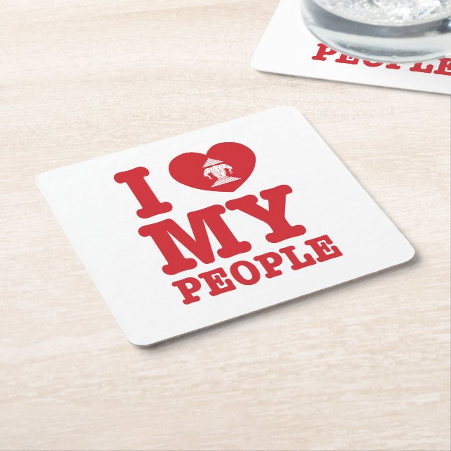 I Heart (Love) Erawan My Lao People Square Paper Coaster (Angled)