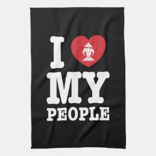 I Heart (Love) Erawan My Lao People Tea Towel