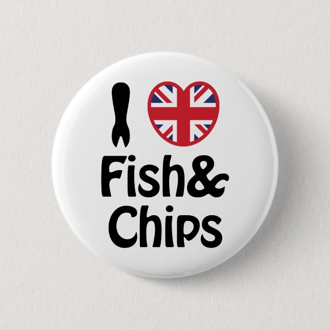 I Heart [Love] Fish & Chips 6 Cm Round Badge (Front)