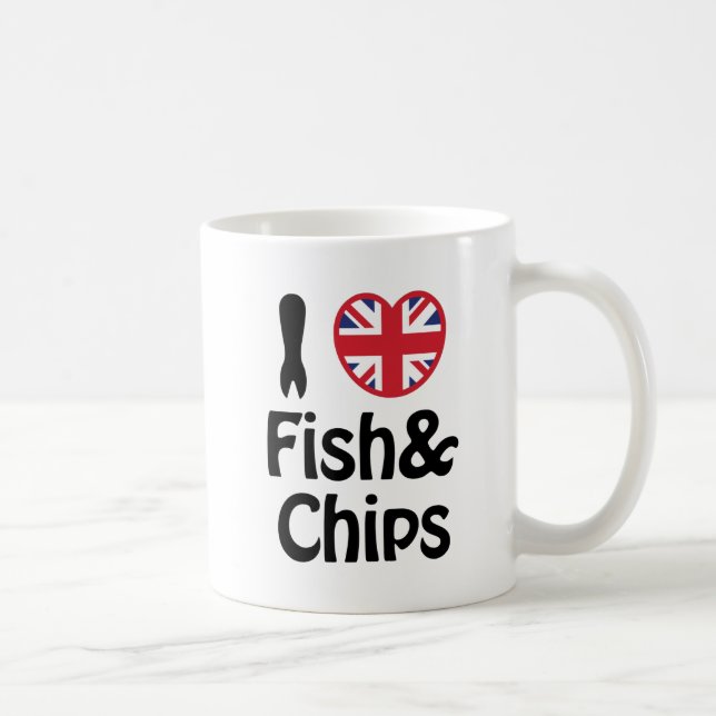 I Heart [Love] Fish & Chips Coffee Mug (Right)