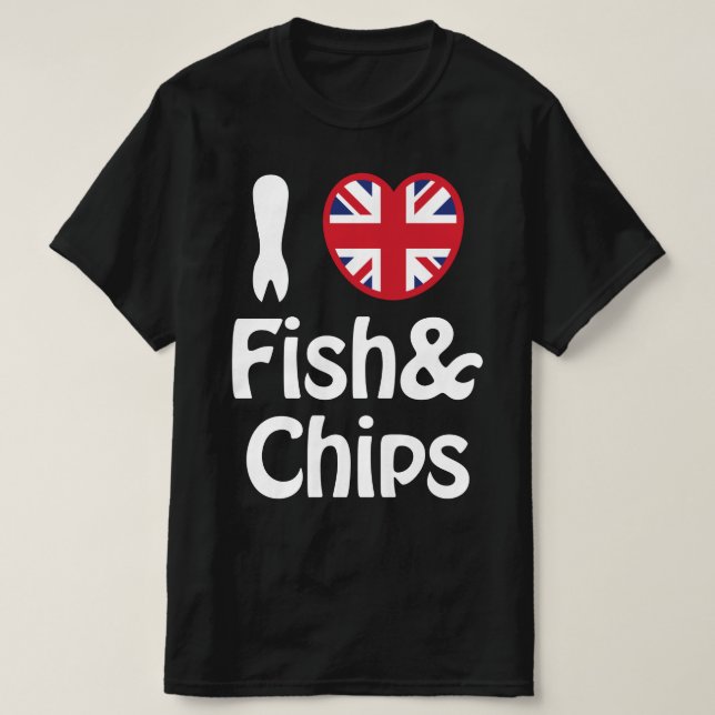 I Heart [Love] Fish & Chips T-Shirt (Design Front)