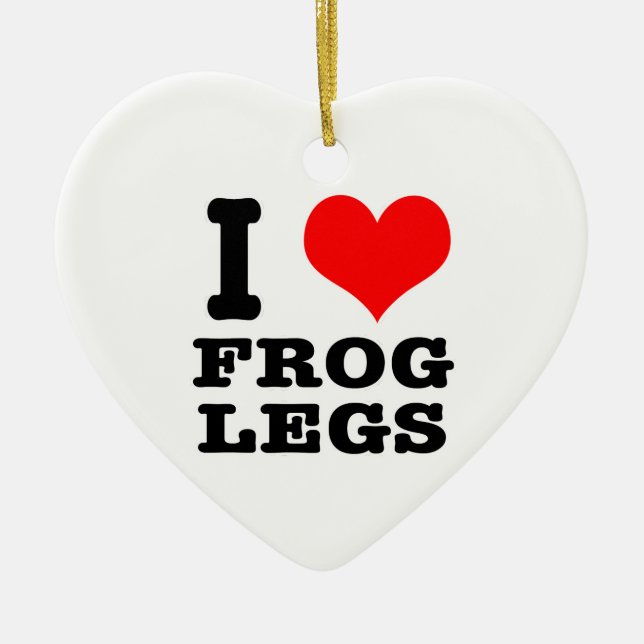 I HEART (LOVE) frog legs Ceramic Tree Decoration (Front)