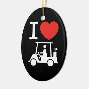 I Heart (Love) Golf Cart Ceramic Ornament